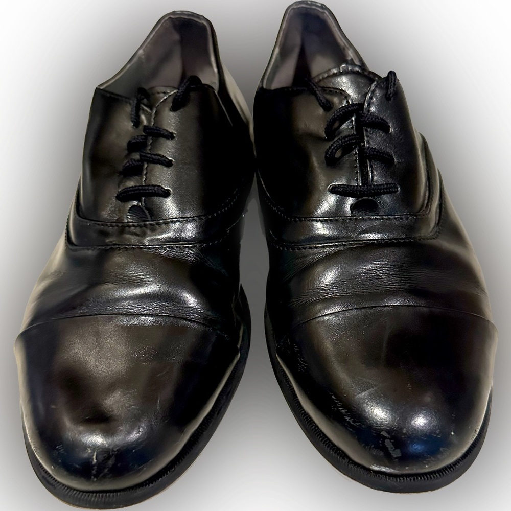 STACY ADAMS BLACK LEATHER LACE UP DRESS DANCE SHOE SZ: 5.5W CHURCH CASUAL STREET